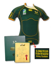 Load image into Gallery viewer, Springbok Rugby Jersey - Limited Commemorative Edition incl Cap discounted by 19% - gr8sportskits