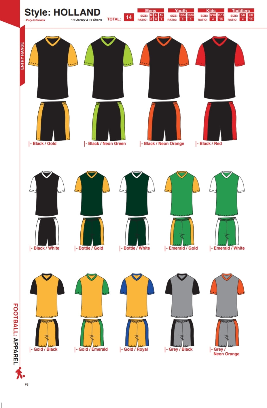 Soccer Kit Combo Basic Set - Holland Style Colour Chart A - gr8sportskits