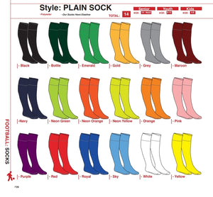 Socks Plain - Soccer / Hockey (R45 per pair each) - gr8sportskits