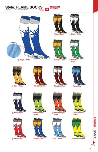 Socks Flame - Soccer / Hockey (R45 per pair each) - gr8sportskits