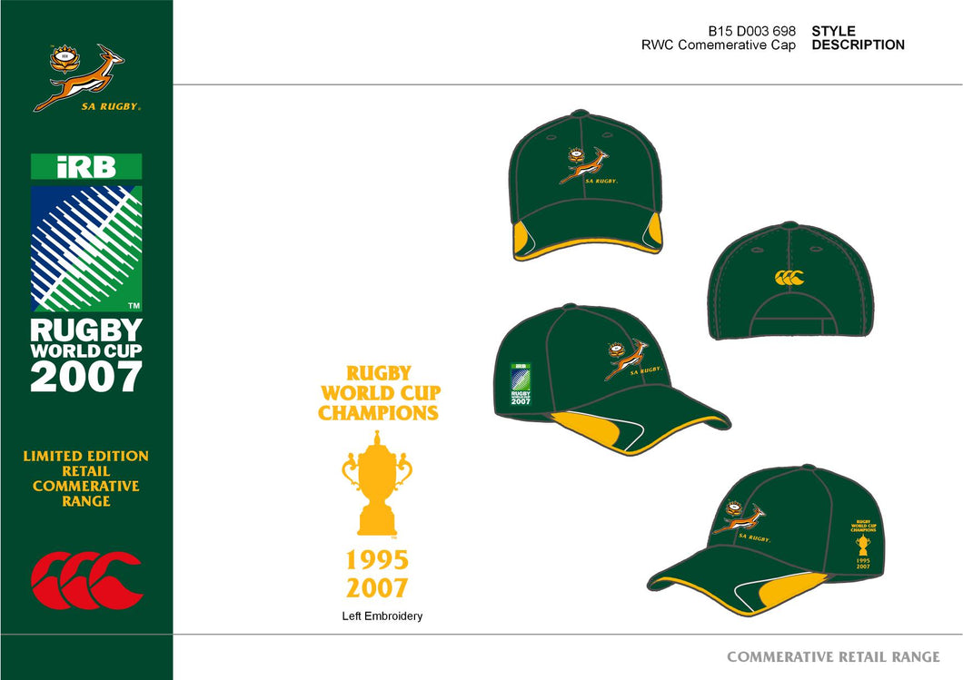 Springbok Rugby Cap - Limited Commemorative Edition - gr8sportskits