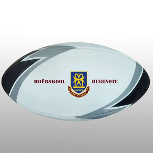 Rugby Ball Black/silver/white Size Midi - Ideal for Branding Your Logo On - gr8sportskits